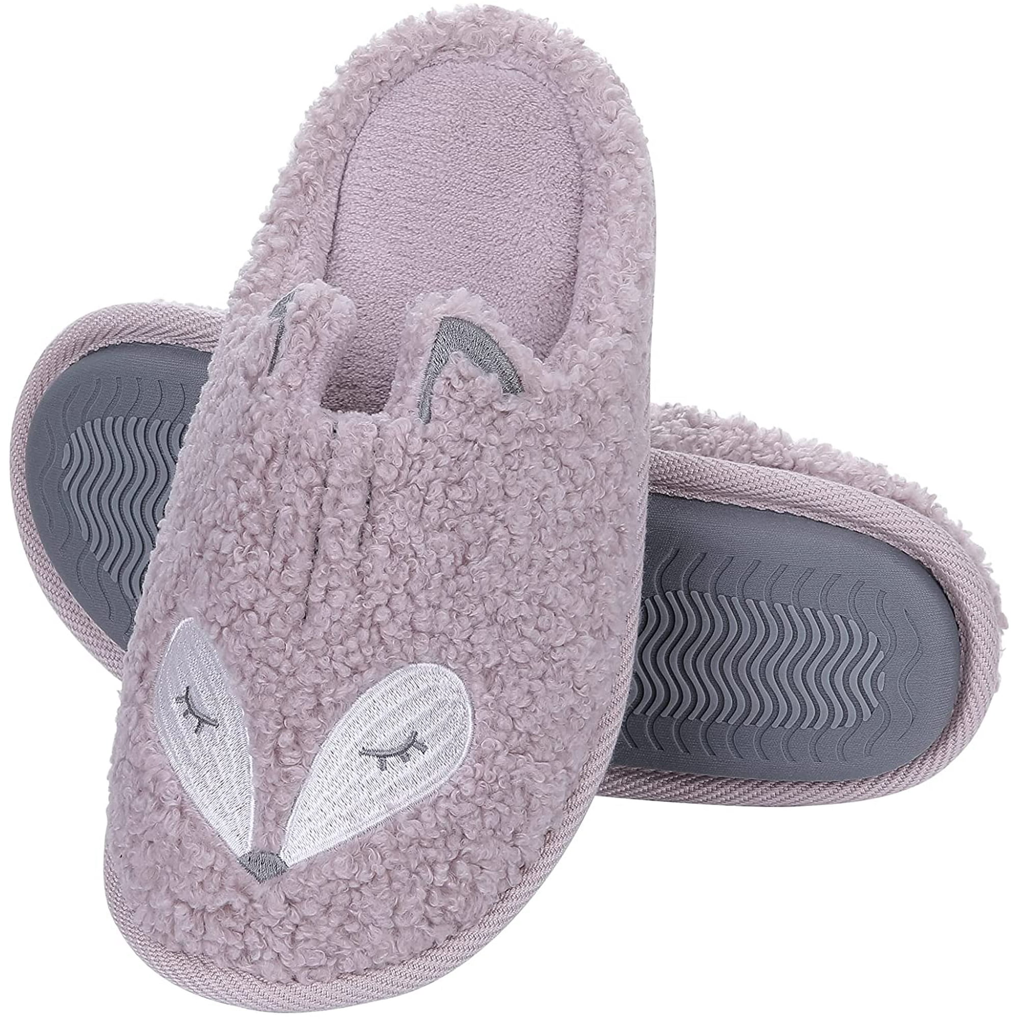 Cute Fox Slippers For Kids Girls Animal House Slippers With Memory Foam Indoor Winter Ffiy Pink 2.5 4 Big Kid