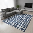 thumbnail image 2 of HomeRoots 669130 8 x 10 ft. Navy Blue & Ivory Polka Dot Transitional Washable Machine Made Rectangle Area Rug with UV Protection, 2 of 9