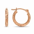 thumbnail image 2 of Tilo Jewelry 14K Rose Gold Round Hoop Earrings with Diamond-Cut Engraving for Women, Men, Unisex | 13mm - 0.5 Inch, 2 of 7
