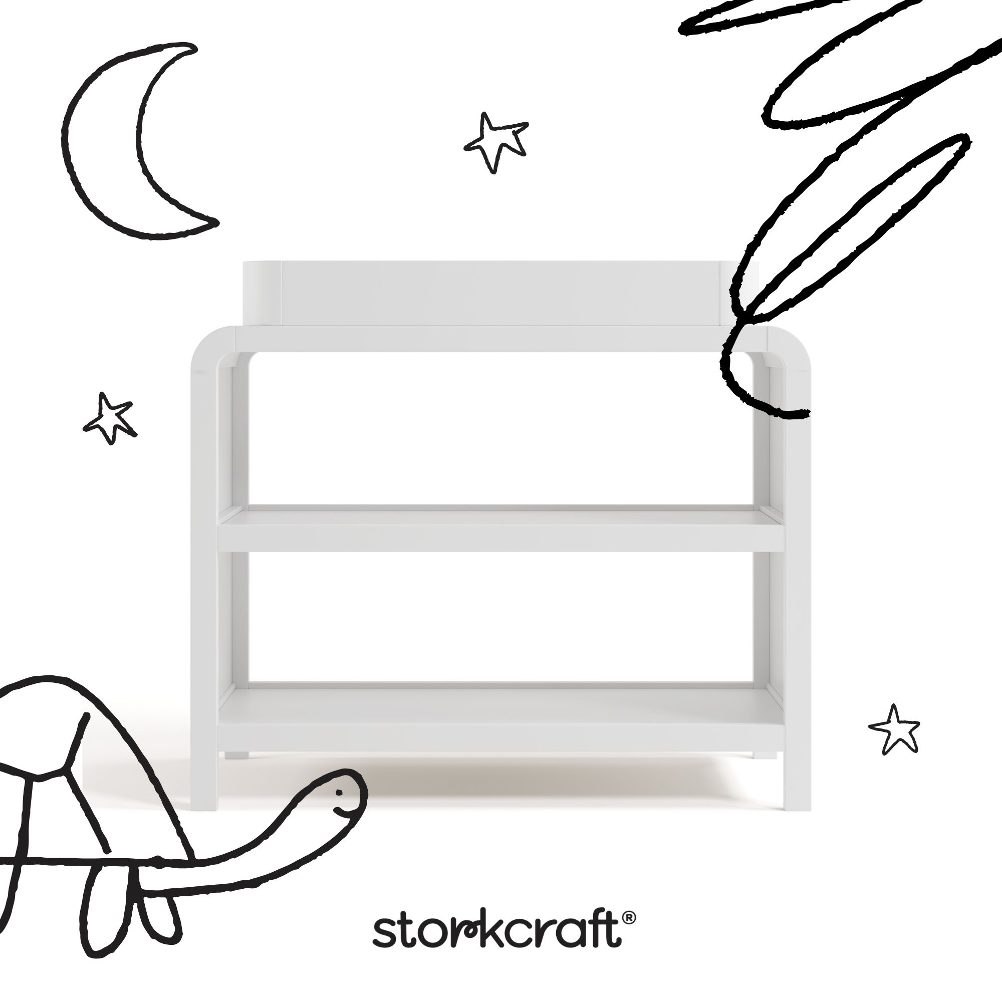 Storkcraft Santos Changing Table with Removable Infant Changing Table Topper, White