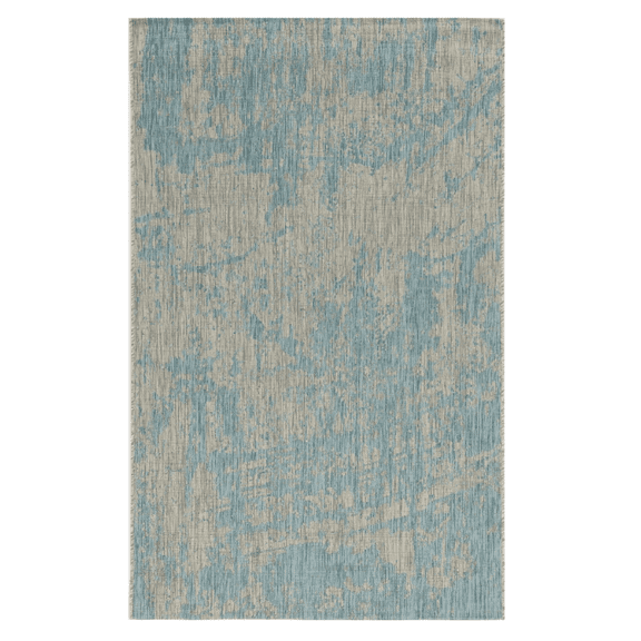 8'x11' Teal Machine Woven Abstract Strokes Indoor Outdoor Area Rug