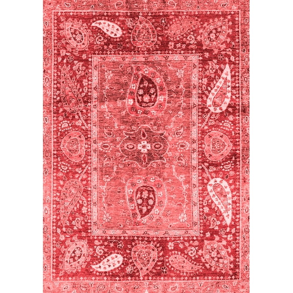Ahgly Company Machine Washable Indoor Rectangle Oriental Red Traditional Area Rugs, 7' x 10'