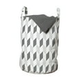 thumbnail image 1 of Geometric Laundry Bag, Zig Zag Herrigbone Pattern Vertical Diagonal Short Stripes Chevron Simplistic, Basket with Handles Drawstring Closure for Laundromats, 13" x 19", Black White, by Ambesonne, 1 of 4