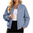 thumbnail image 2 of WIZUTIZ Women's Lightweight Windproof Cropped Jacket Stand Collar Zip Up Long Sleeve Solid Color Casual, 2 of 7