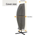 thumbnail image 3 of Cubiertas para sombrillas voladizas para patio, 9 13 pies, cubierta para sombrilla compensada 210D, impermeable, para exteriores, cubierta para sombrilla de mercado con cremallera, grande, negro,, 3 of 8