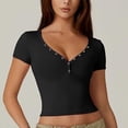 thumbnail image 2 of Pretty Comy Women's Sexy V-neck Slim-fit Short T-shirt Short Sleeve Top, 2 of 6