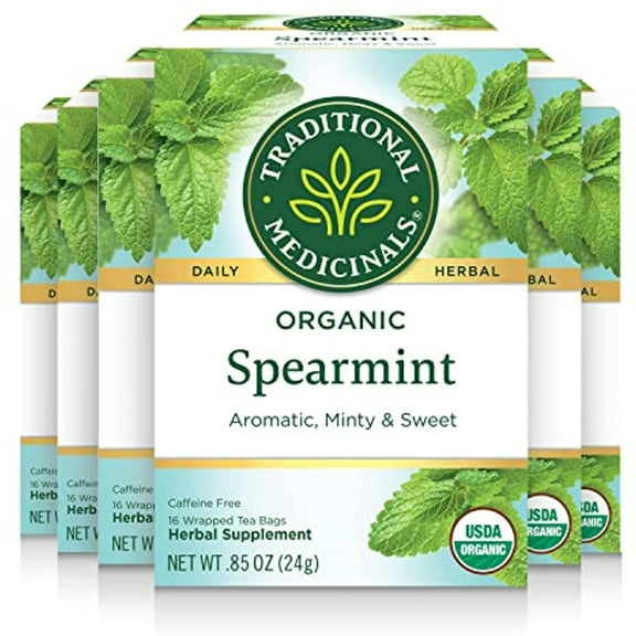 Traditional Medicinals Organic Spearmint Tea, Healthy & Refreshing, 16 Count (Pack Of 6)