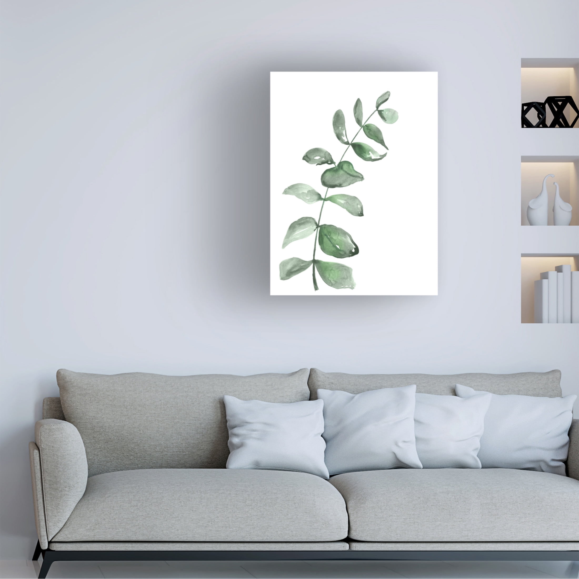 Trademark Fine Art Rosana Laiz Blursbyai Watercolor greenery branch Canvas Wall Art