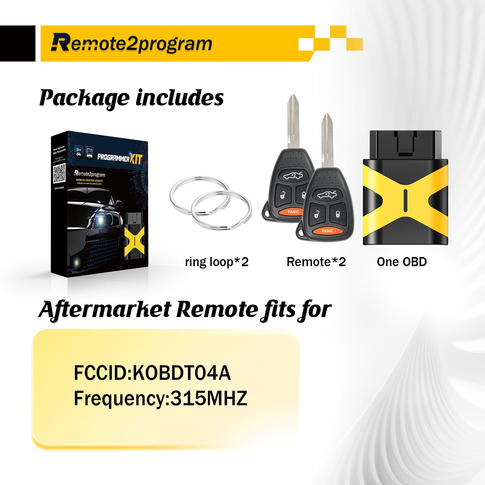 Car Key Fob Self Programming Kit for No Working Key and Uncut Blade Car Key Replacement for 2006-2009 Dodge RAM 1500 2500 3500 4000 with FCC: KOBDT04A