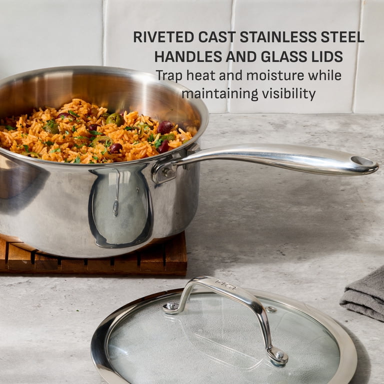 T-fal, Cookware Set, 10 Piece, Stainless Steel Tri-Ply - Walmart.com