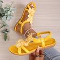 thumbnail image 4 of hoksml Women's Floral Applique Flat Sandals, Elastic Ankle Strap Open Toe Shoes for Summer and Casual Wear, 4 of 9
