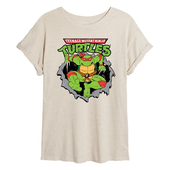 Teenage Mutant Ninja Turtles - Raphael Breaking Through Shirt - Women's Oversized T-Shirt
