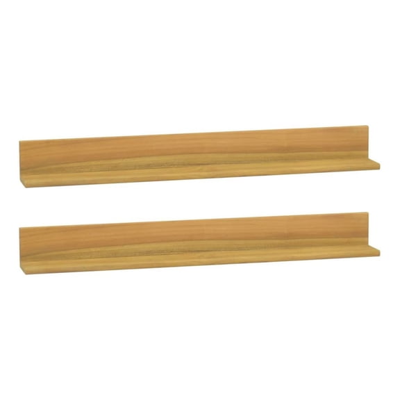 Teak Wall Shelves 2 Pcs 35.4" - Solid Wood Floating Shelves for Bathroom, Living Room, Bedroom - Natural Finish, Decorative Wall Storage Brown