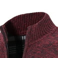 thumbnail image 5 of UTTOASFAY Mens Zip Up Knitted Cardigan Thick Sweater Stand Collar Fleece Lined Warm Red 14(XXXL), 5 of 8