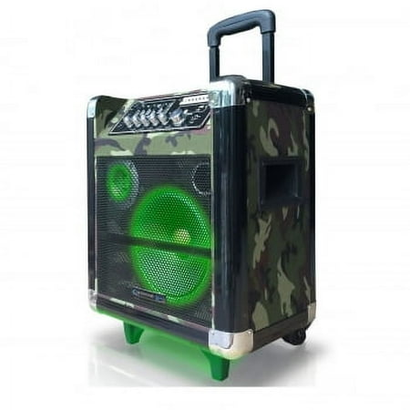 8" Portable PA System with Rechargeable Battery & Wireless VHF Handheld Microphone-Camouflage