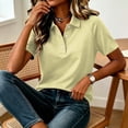 thumbnail image 5 of Garbnen Women's Polo Shirts Raglan Collared Henley Women Short Sleeve Tops Solid Color Casual Dressy Business Golf Shirts Women Yellow L, 5 of 7