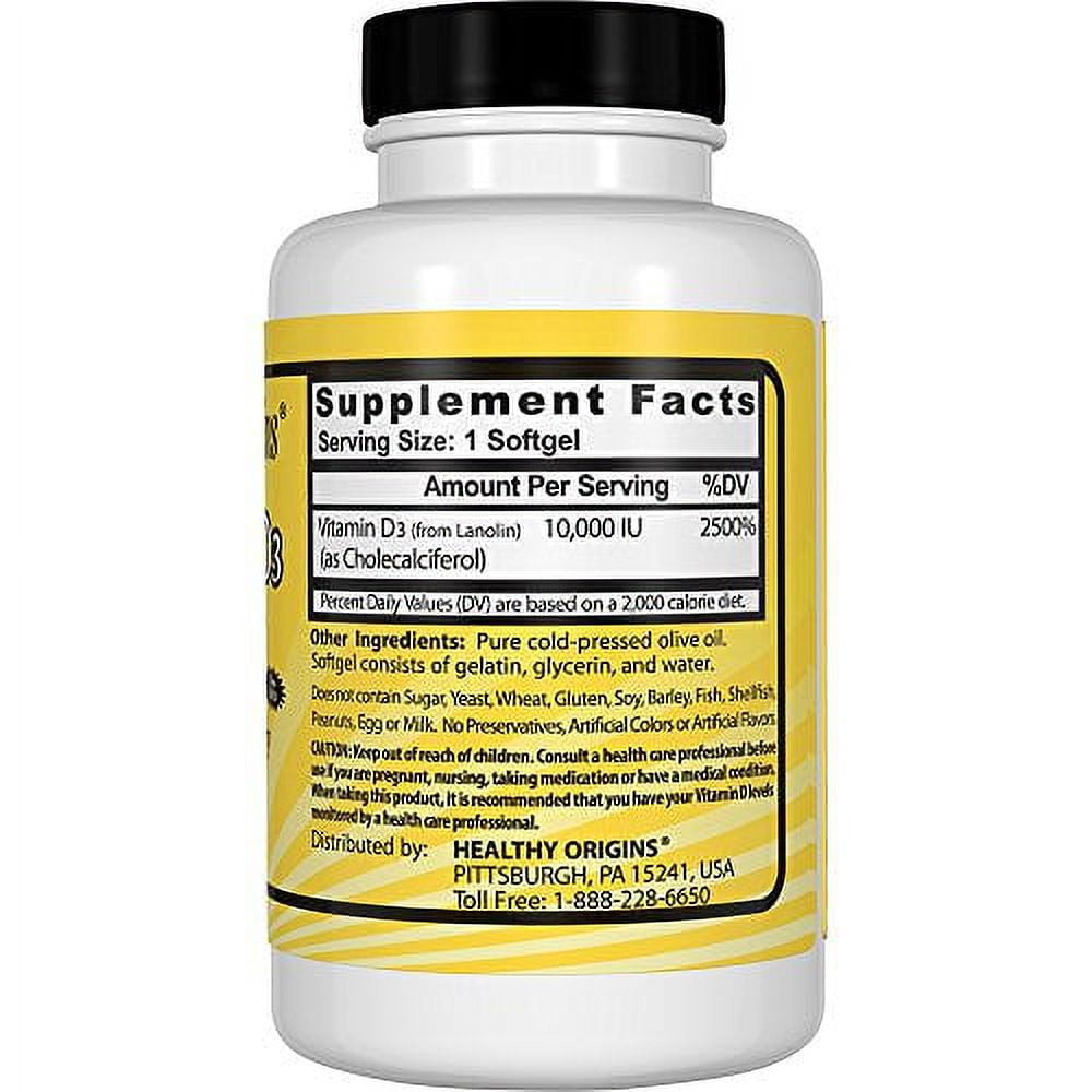 Healthy Origins Vitamin D3 10,000 IU, 30 Softgels