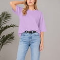 thumbnail image 2 of BODOAO Women's 2026 Oversized T Shirt, Casual 3/4 Sleeve Summer Boxy Top, Loose Fit Crew Neck Basic Tee for Daily Wear, Streetwear, Lounge and Vacation Outfits Purple 5XL, 2 of 4