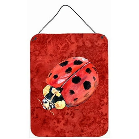 Carolines Treasures 8870ds1216 Lady Bug On Deep Red Aluminium Metal Wall Or Door Hanging Prints 12 X 16 In