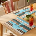 thumbnail image 4 of Anchor Placemats Set of 6 Blue Green Brown Vintage Wood Grain Nautical Place Mats Indoor Wipeable Table Mats Washable Cloth Dining Table Placemats for Kitchen Holiday Party Home Decor 13x19 Inch, 4 of 9