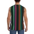 thumbnail image 4 of Lsque Colorful Stripes Print Men's Cotton Blend Sleeveless Muscle Shirts (S-3XL)- Moisture Wicking, Odor Protection, UPF 30+,X-Large, 4 of 8