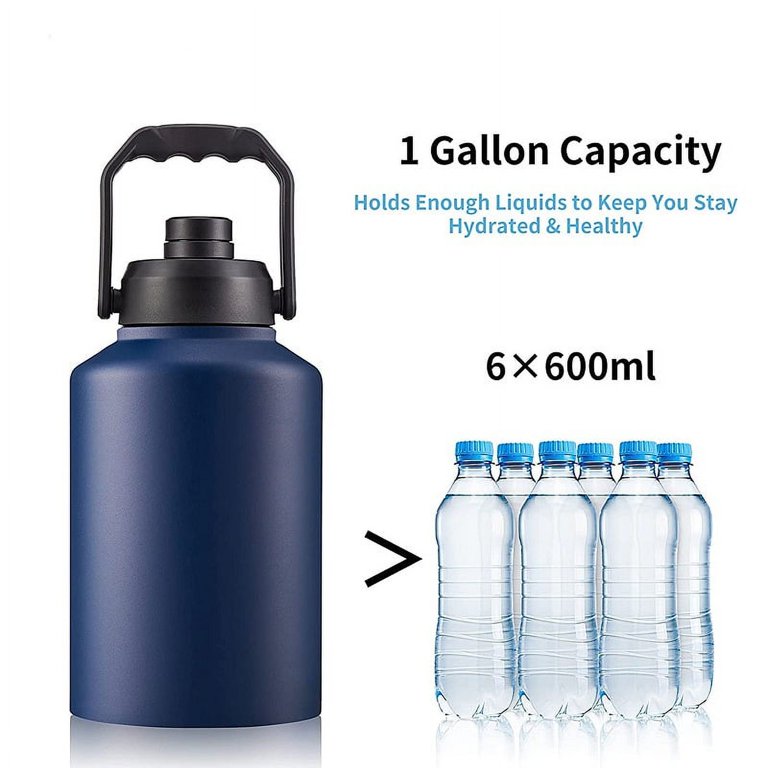 WANJOTEC Insulated Water Bottle Half Gallon with 4 Cups, Large Stainless  Steel Water Jug, Big Motivational Water Bottle, Men Women 64 oz Water Flask  for Drinking Gym Travel Sports Hiking Workout 