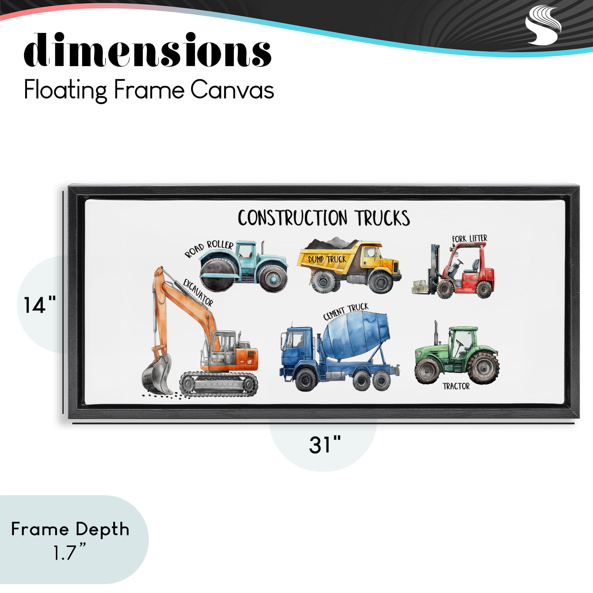 Stupell Industries Industrial Construction Trucks Black Framed Floater Canvas Wall Art, design by Christine Simpson Art