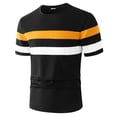 thumbnail image 7 of Mens Shirts Stripe Short Sleeve Crew Neck Casual Loose Fitting Color Block Summer Casual Black T Shirts for Man, 7 of 7