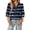 Cyan, variant on Striped Half-Zip Pullover Sweater with Buttons Women's Top - Simple Pullover Solid Color Shirt, goes with Everything, Perfect for Daily Casual Style Black M