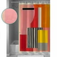 thumbnail image 3 of Extra Long Shower Curtain 72x96 Inch, Pink Red Orange Shower Curtain Waterproof Bathroom Decor Modern Abstract Oil Painted Geometric Fabric Bath Curtain Set Accessories with Hooks, 3 of 6