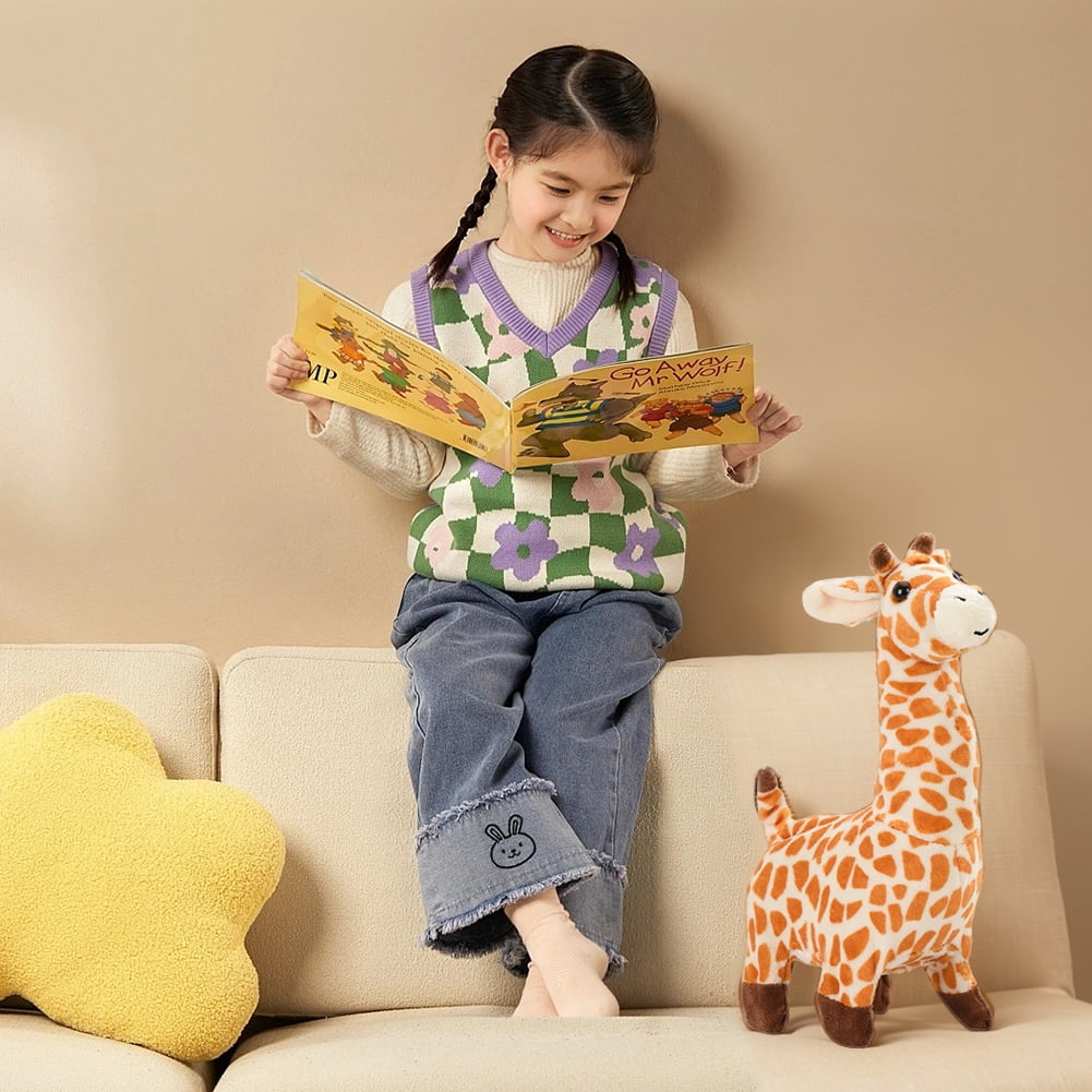 Walking Giraffe Musical Plush Giraffe Toy W/ Sounds Movement For Toddler  Walking Giraffe Interactive Electronic Pet (Orange)
