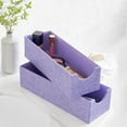 thumbnail image 3 of Household Essentials 2-Pack of Drawer Organizers, Sturdy Chipboard With Soft Polyester Cover, Handy and Fashionable Organization Solution, 3” H x 4” W x 12” D, Iris, 3 of 9