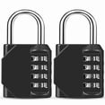 thumbnail image 1 of 2PCS black combination lock, used for 4-digit outdoor waterproof padlock of lockers, suitable for schools, gymnasiums, sports venues, fences, tool boxes, gates, boxes, outdoors and buckle storage., 1 of 5