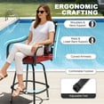 thumbnail image 5 of Nuu Garden Outdoor Swivel Bar Stool Dining Set of 3, 2 Patio High-back Chairs with Padded Cushions and Extra Pillows & 1 Bistro Bar Table with Umbrella Hole, Black & Red, 5 of 10