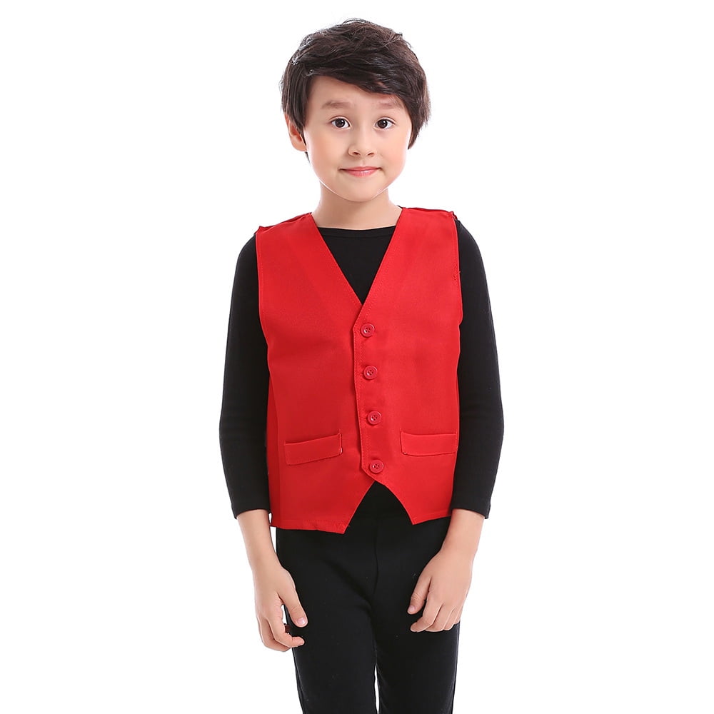 TopTie Kid Vest Volunteer Activity Waistcoat Party Costume Vests RED