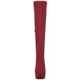 thumbnail image 6 of BLISSFUL STEP Women's Boots Platform Block Heel Over the Knee Thigh High Boots Burgundy 6.5, 6 of 7