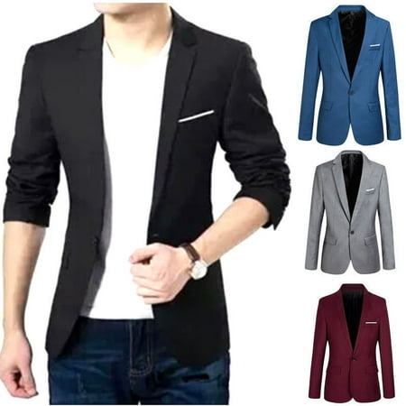 Charm Men's Casual Slim Fit One Button Suit Blazer Coat Jacket Tops Men Fashion