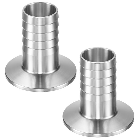 Uxcell 2-Pack Tri Sanitary 1.5 in Clamp Barbed Fittings to 1 in Hose Adapter Stainless Steel Pipe Fitting Ferrule OD 50.5mm