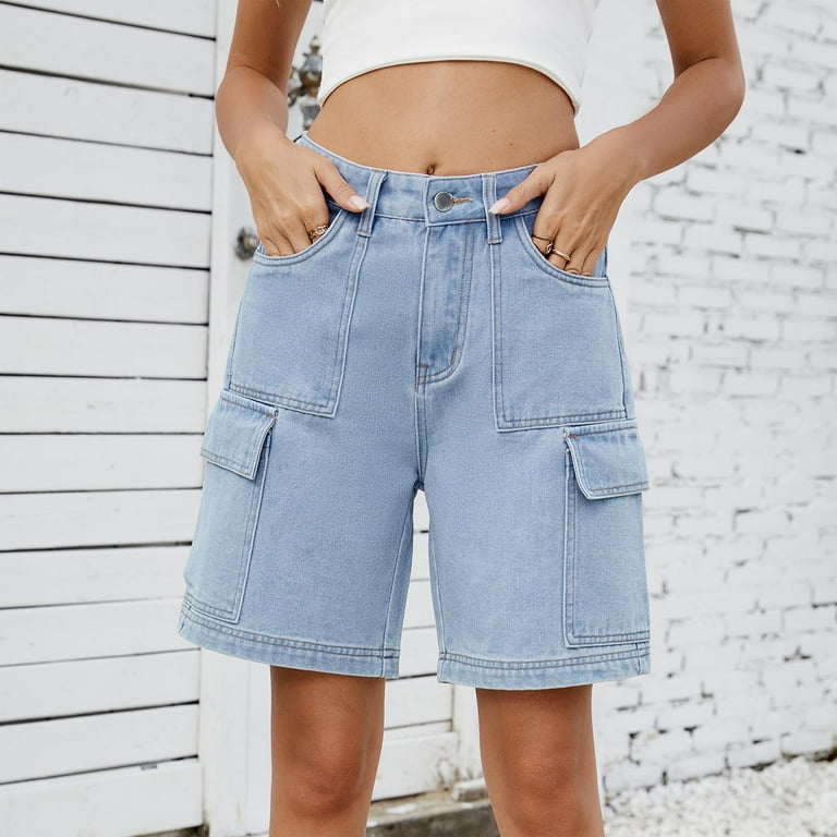tarylea Cargo Jeans for Women High Waisted Denim Shorts Straight