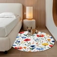 thumbnail image 3 of Colorful Poppies Round Area Rug 3.3 FT, Non Slip Small Entryway Kitchen Mat, Orange Blue Flowers Leaves Washable Soft Circular Rug Non-Shedding Door Mat for Bathroom Playroom Kids Room, 3 of 9