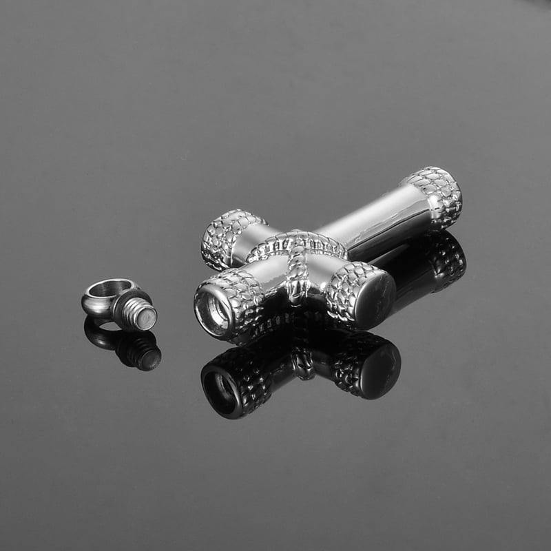 Silver Hawser Cross Religious Cremation Urn Necklace for Ashes Memorial Necklace Jewelry Keepsake with FREE Funnel Kit and Velvet Jewelry Box