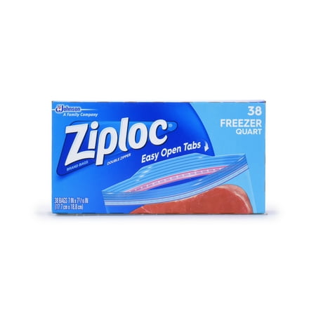 Ziploc Freezer Bag, Quart, Value Pack, 38 ct