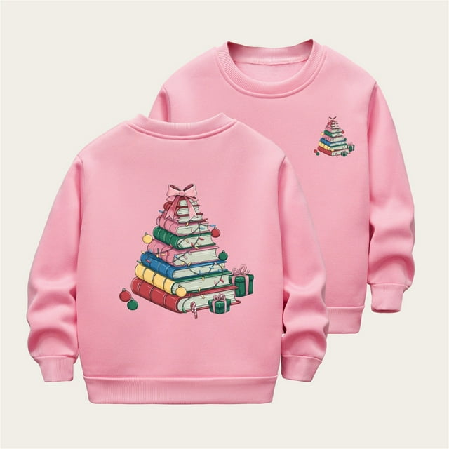 Cowsor Girls Sweatshirts Kids Cute Graphic Crewneck Pullover Tops Xmas Long Sleeve Holiday Shirts