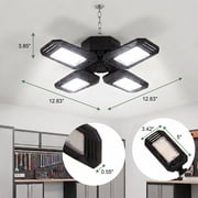 MaxLite LED Garage Light with Adjustable Panels, 54W 120V, E26 Base, Screw-in, for Garage, Workshop, Basement, Warehouse, Black