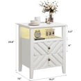 thumbnail image 2 of Farmhouse Nightstand with 2 Storage Drawers, Wooden Rustic End Table with V-Shaped Design, Open Shelf & Multi-Variable RGB LED Backlight, White, 2 of 7