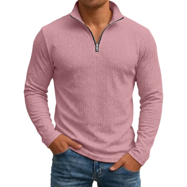 Men's Zipper Sweatshirt with Quarter Zip Jacquard Pattern Casual Jacket for Everyday Comfort and Versatile Autumn Wear