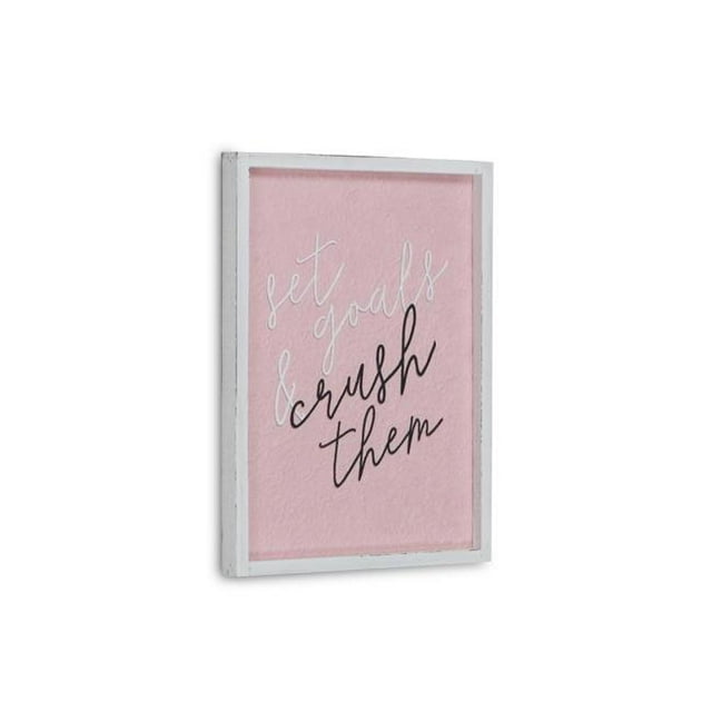 Cheungs 5502C Set Goals Wall Sign with Wood Frame, Pink & White