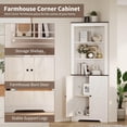 thumbnail image 5 of Farmhouse Corner Storage Cabinet with Door, Adjustable Shelf, Narrow Floor Organizer for Bathroom, Pantry, Living Room, Kitchen, 5 of 9
