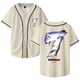 thumbnail image 1 of Scream 7 Merch Baseball Jersey Camisa V-Cuello Mujeres Hombres Manga Corta Ropa de Calle,Beige,S, 1 of 3