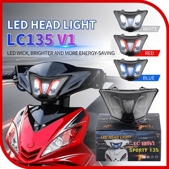 Adecuado para la lámpara LED modificada para motocicleta Yamaha LC135V1, tira guía de luz de lejos y de cerca, faro delantero